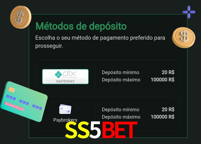 O cassino SS5Bet oferece uma grande variedade de métodos de pagamento